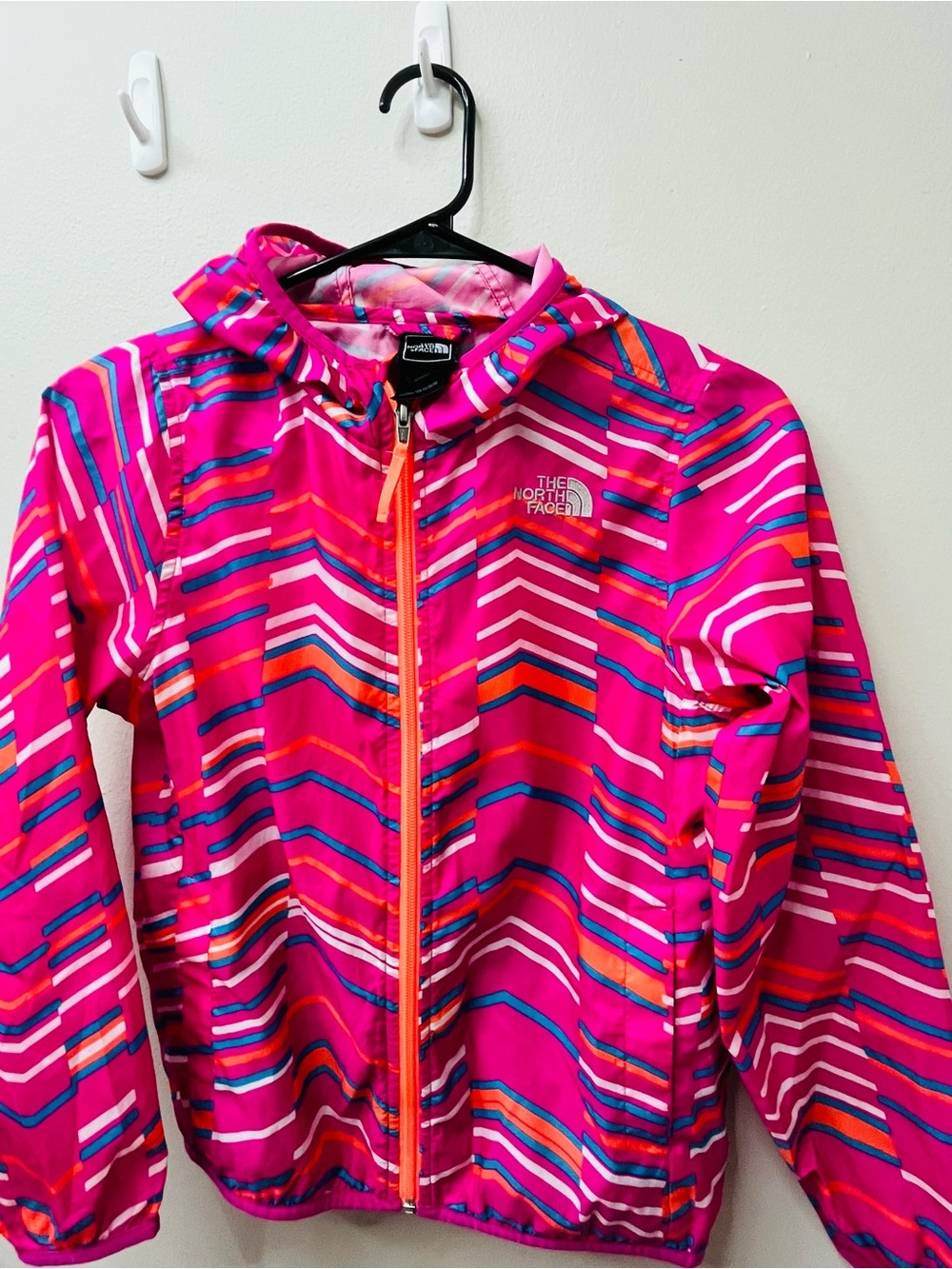 The North Face Kids Hot Pink Striped Hooded Swim Rashguard